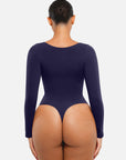 Seamless Long Sleeve Tummy Control Thong Bodysuit with Chest Support