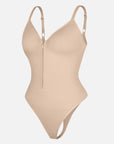 Seamless Plunge Support Bodysuit with Inner Tummy Control Clips