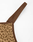 Seamless Leopard Print Bust Support Bra with Adjustable Straps