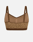 Seamless Leopard Print Bust Support Bra with Adjustable Straps