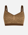 Seamless Leopard Print Bust Support Bra with Adjustable Straps