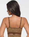 Seamless Leopard Print Bust Support Bra with Adjustable Straps