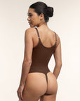 Seamless Plunge Support Bodysuit with Inner Tummy Control Clips