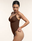 Seamless Plunge Support Bodysuit with Inner Tummy Control Clips