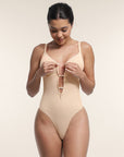 Seamless Plunge Support Bodysuit with Inner Tummy Control Clips