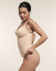 Seamless Plunge Support Bodysuit with Inner Tummy Control Clips