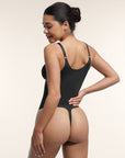 Seamless Plunge Support Bodysuit with Inner Tummy Control Clips
