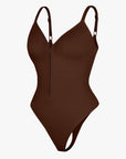 Seamless Plunge Support Bodysuit with Inner Tummy Control Clips