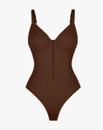 Seamless Plunge Support Bodysuit with Inner Tummy Control Clips