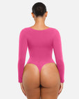 Seamless Long Sleeve Tummy Control Thong Bodysuit with Chest Support