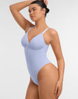 Seamless Plunge Support Bodysuit with Inner Tummy Control Clips