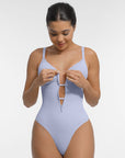 Seamless Plunge Support Bodysuit with Inner Tummy Control Clips