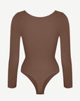 Seamless Long Sleeve Tummy Control Thong Bodysuit with Chest Support