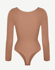 Seamless Long Sleeve Tummy Control Thong Bodysuit with Chest Support
