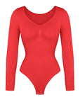 Seamless Long Sleeve Tummy Control Thong Bodysuit with Chest Support
