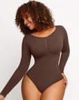 Seamless Tummy Control Long Sleeve Thong Modal Shapewear Bodysuit