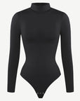 Seamless Eco-friendly Turtle Neck Long Sleeve Thong Shapewear Bodysuit