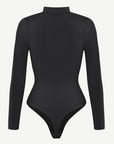 Seamless Eco-friendly Turtle Neck Long Sleeve Thong Shapewear Bodysuit