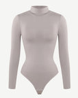 Seamless Eco-friendly Turtle Neck Long Sleeve Thong Shapewear Bodysuit