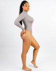 Seamless Eco-friendly Turtle Neck Long Sleeve Thong Shapewear Bodysuit