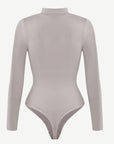 Seamless Eco-friendly Turtle Neck Long Sleeve Thong Shapewear Bodysuit