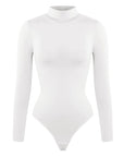 Seamless Eco-friendly Turtle Neck Long Sleeve Thong Shapewear Bodysuit