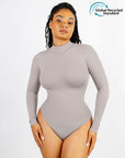 Seamless Eco-friendly Turtle Neck Long Sleeve Thong Shapewear Bodysuit