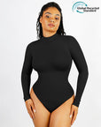 Seamless Eco-friendly Turtle Neck Long Sleeve Thong Shapewear Bodysuit