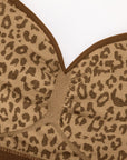 Seamless Leopard Print Bust Support Bra with Adjustable Straps