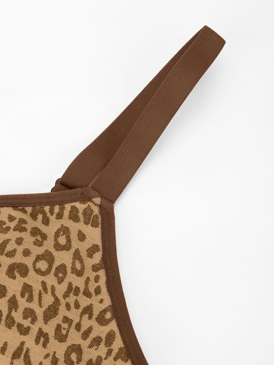 Seamless Leopard Print Bust Support Bra with Adjustable Straps