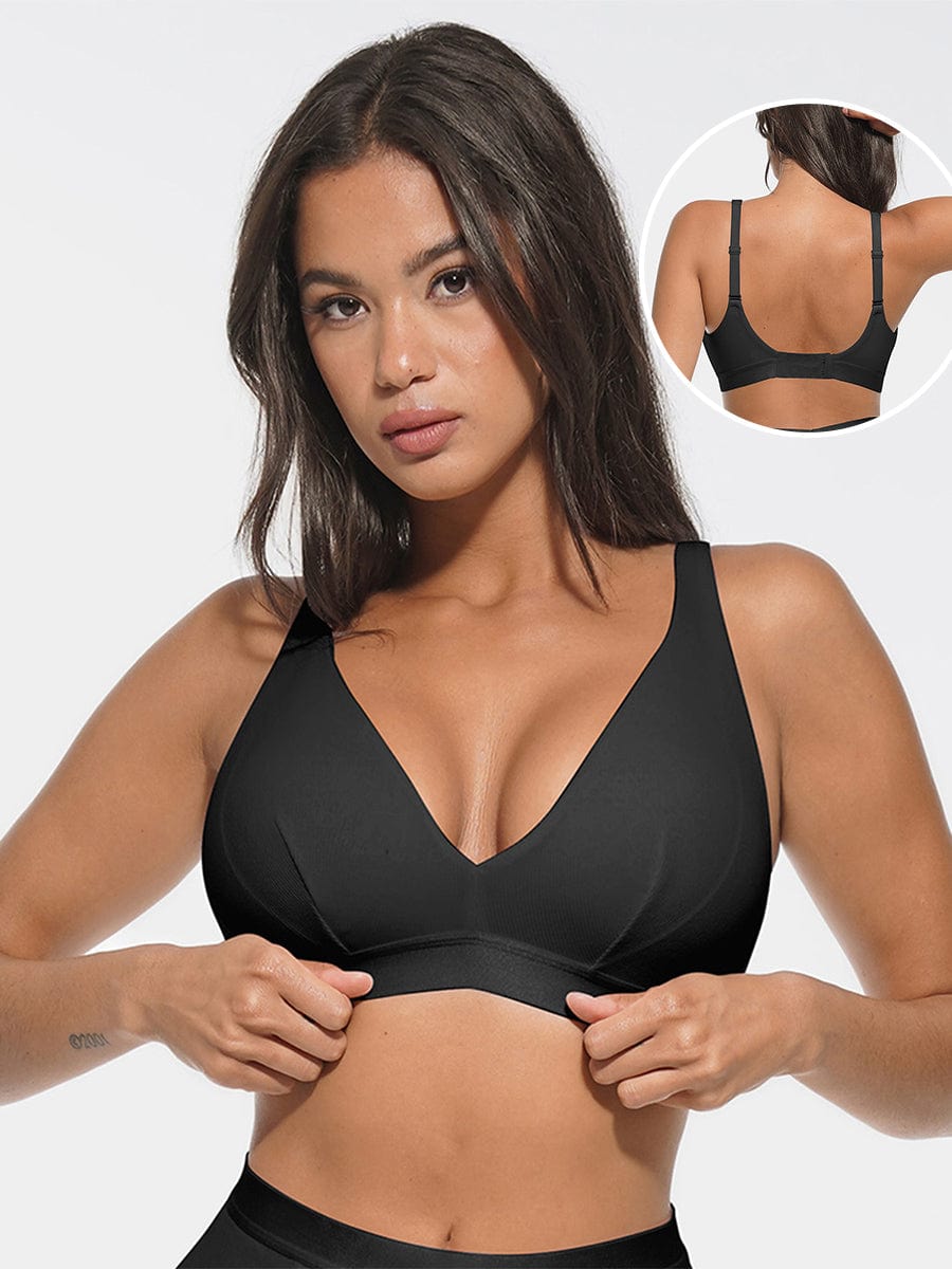 Deep V Neck Rib Modal Bralette with Removable Pads