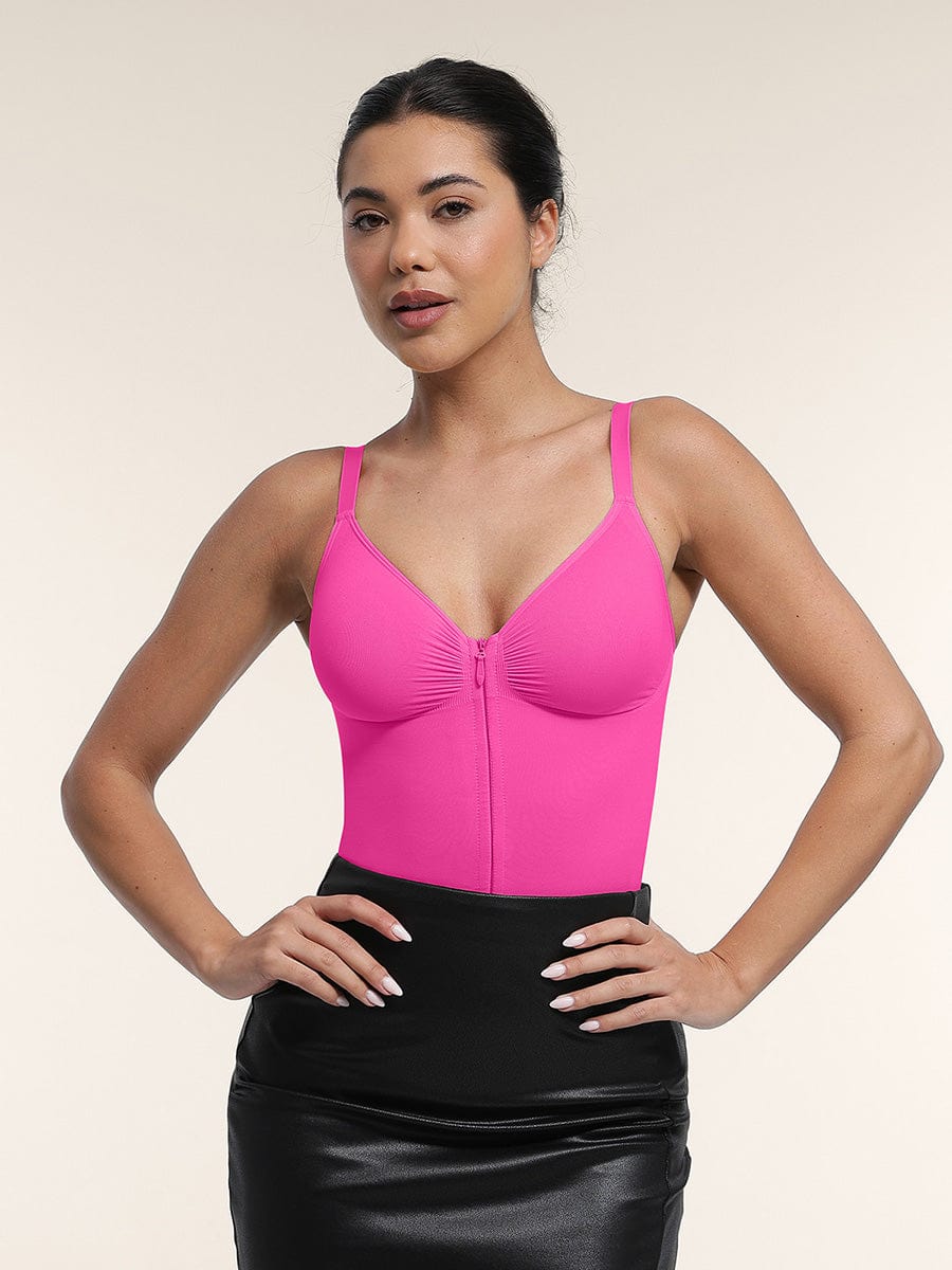 Seamless Plunge Support Bodysuit with Inner Tummy Control Clips