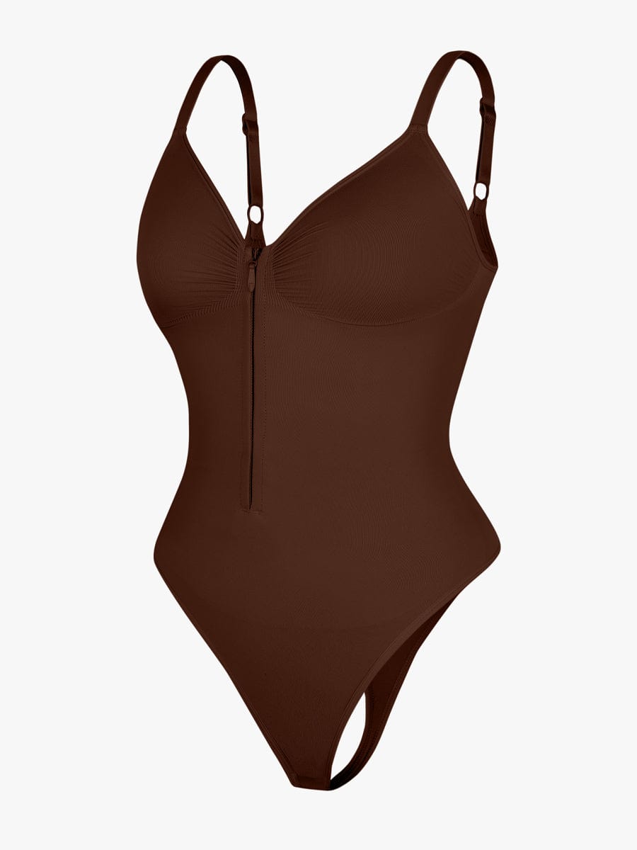 Seamless Plunge Support Bodysuit with Inner Tummy Control Clips