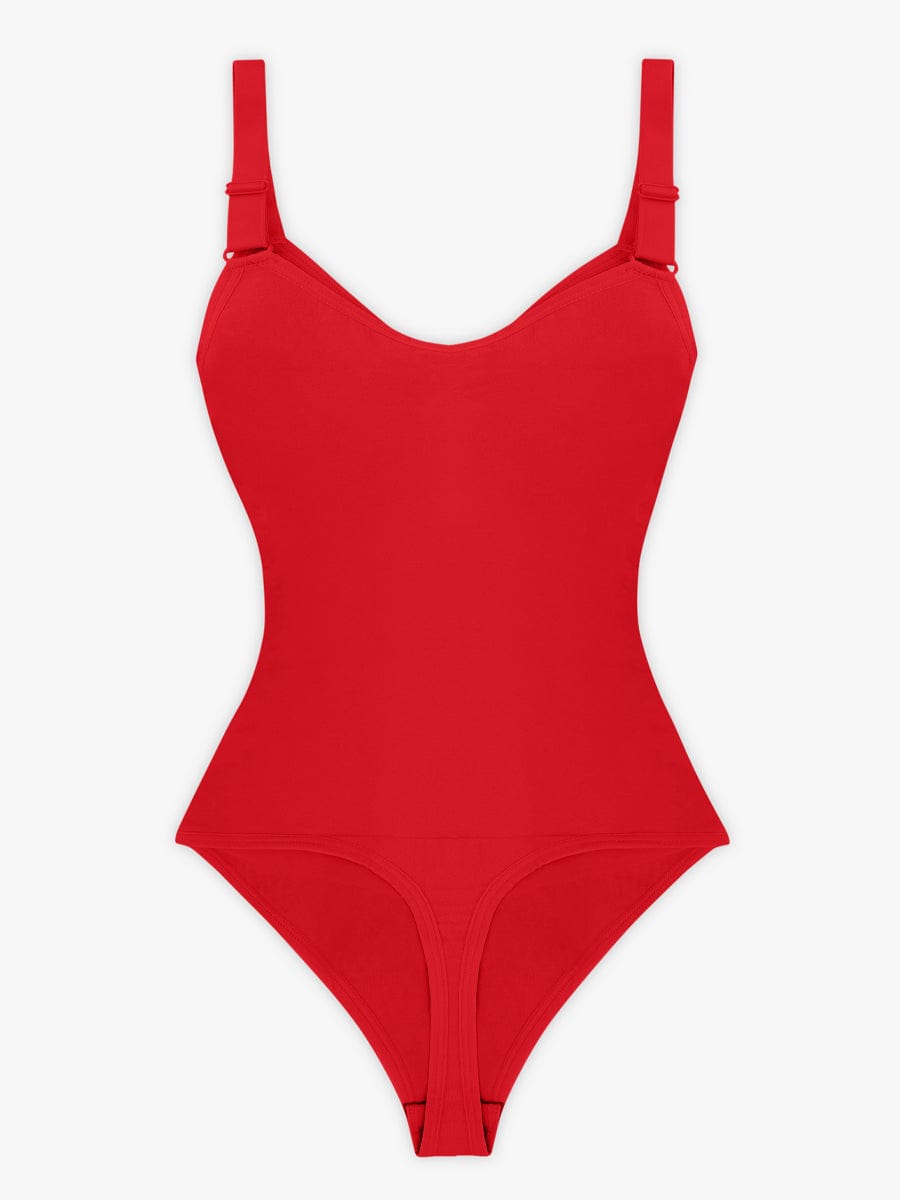 Seamless Plunge Support Bodysuit with Inner Tummy Control Clips