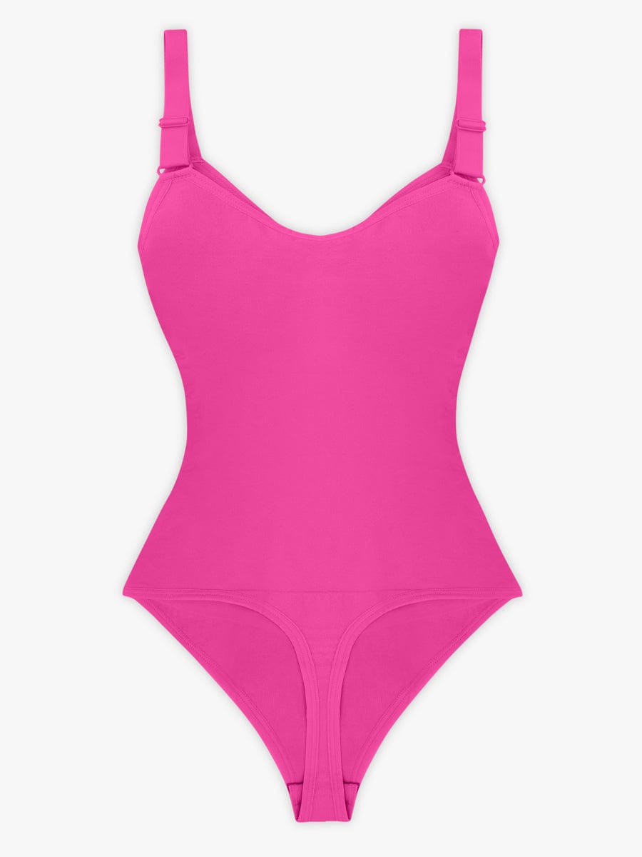 Seamless Plunge Support Bodysuit with Inner Tummy Control Clips