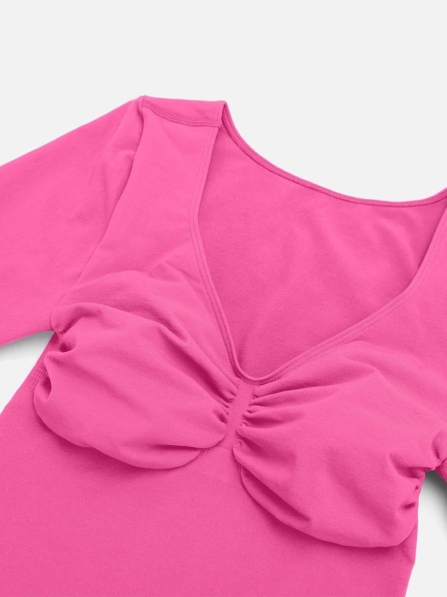 Seamless Long Sleeve Tummy Control Thong Bodysuit with Chest Support