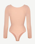 Seamless Long Sleeve Tummy Control Thong Bodysuit with Chest Support