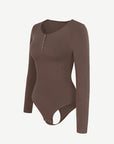 Seamless Tummy Control Long Sleeve Thong Modal Shapewear Bodysuit