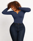 Seamless Tummy Control Long Sleeve Thong Modal Shapewear Bodysuit