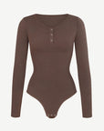 Seamless Tummy Control Long Sleeve Thong Modal Shapewear Bodysuit