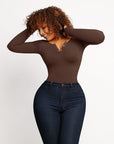 Seamless Tummy Control Long Sleeve Thong Modal Shapewear Bodysuit