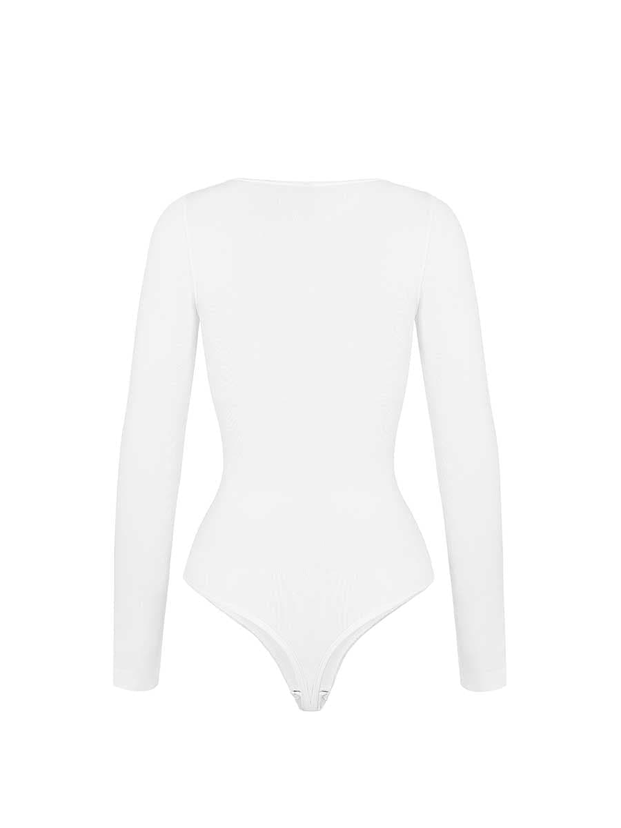 Seamless Tummy Control Long Sleeve Thong Modal Shapewear Bodysuit